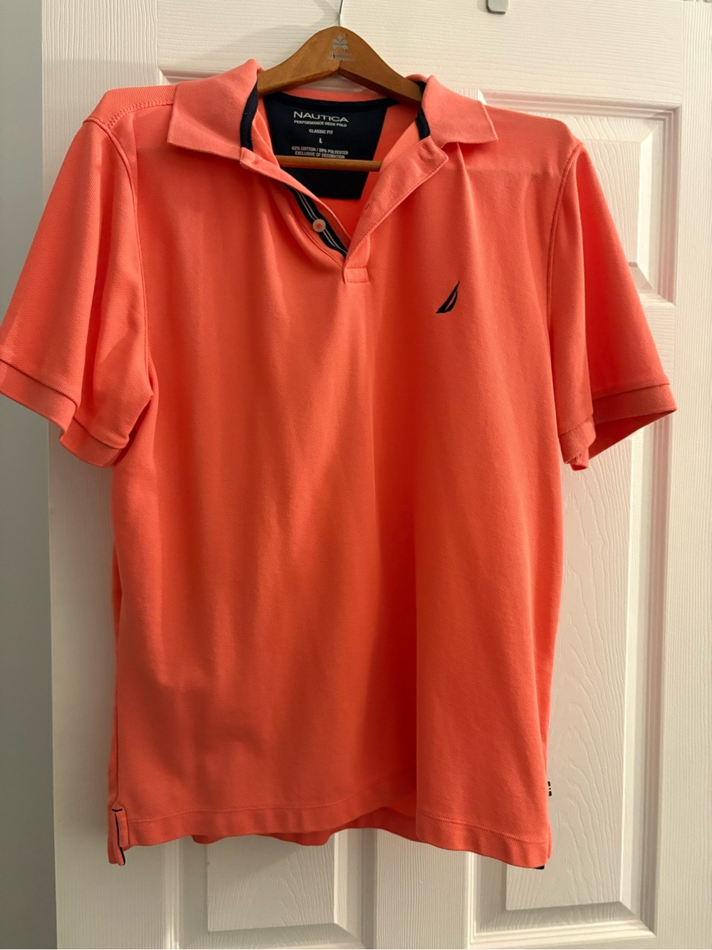 Nautica Men’s Coral-Orange Short-Sleeve Polo